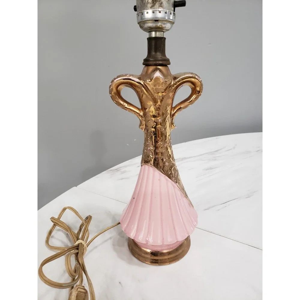 Vintage Pink / Gold Deena Barbie Style Mid‎ Century Modern Atomic Era Lamp MCM